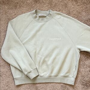 Fear of God FOG Essentials Sage Green Raglan Oversized Crewneck Sweatshirt